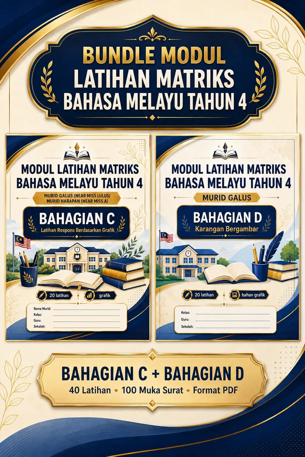 BUNDLE MODUL LATIHAN Matriks BM Tahun 4 – Bahagian C dan Bahagian D
