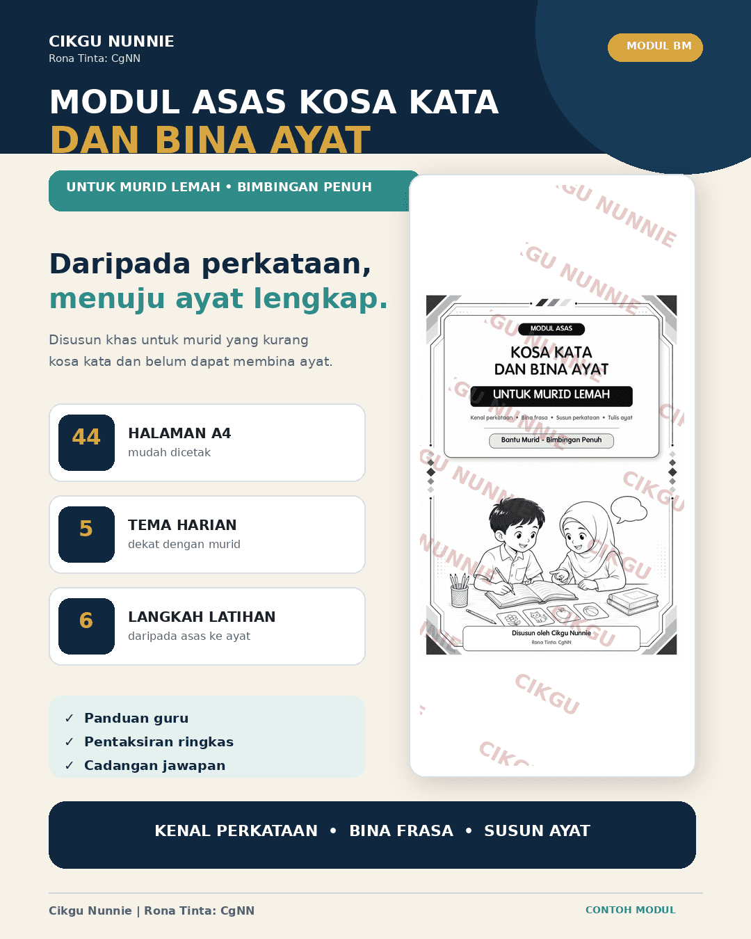 MODUL ASAS DAN BINA AYAT MURID LEMAH BAHASA MELAYU (sebahagian daripada bundle) 2